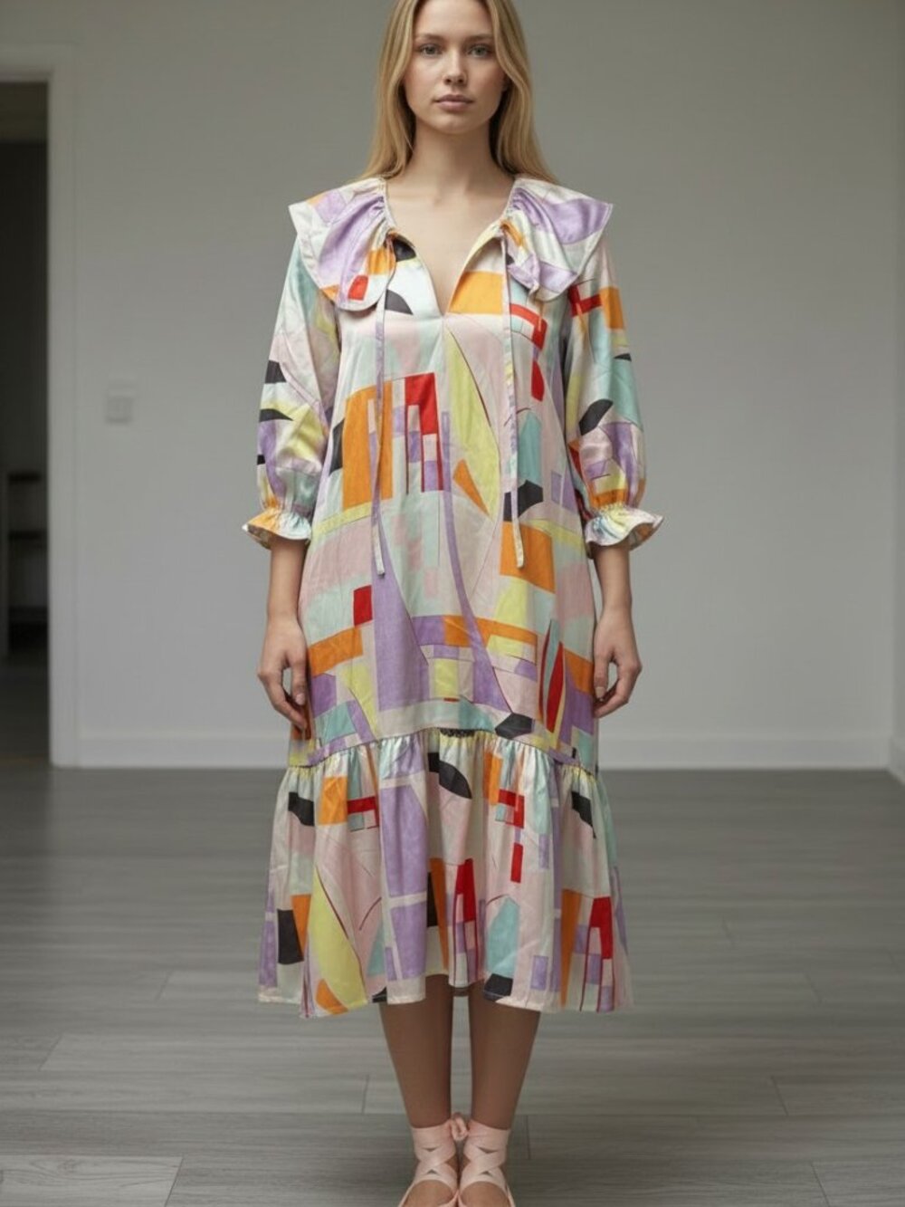JiLL Gloria Agatha designer piece silky dress NWT
